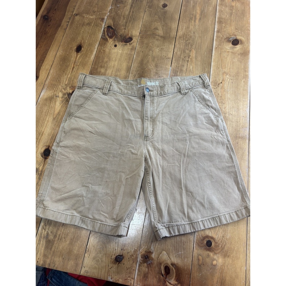 Carhartt Men's Relaxed Fit Canvas Work Shorts Size 40 Tan Khaki Cargo Pockets